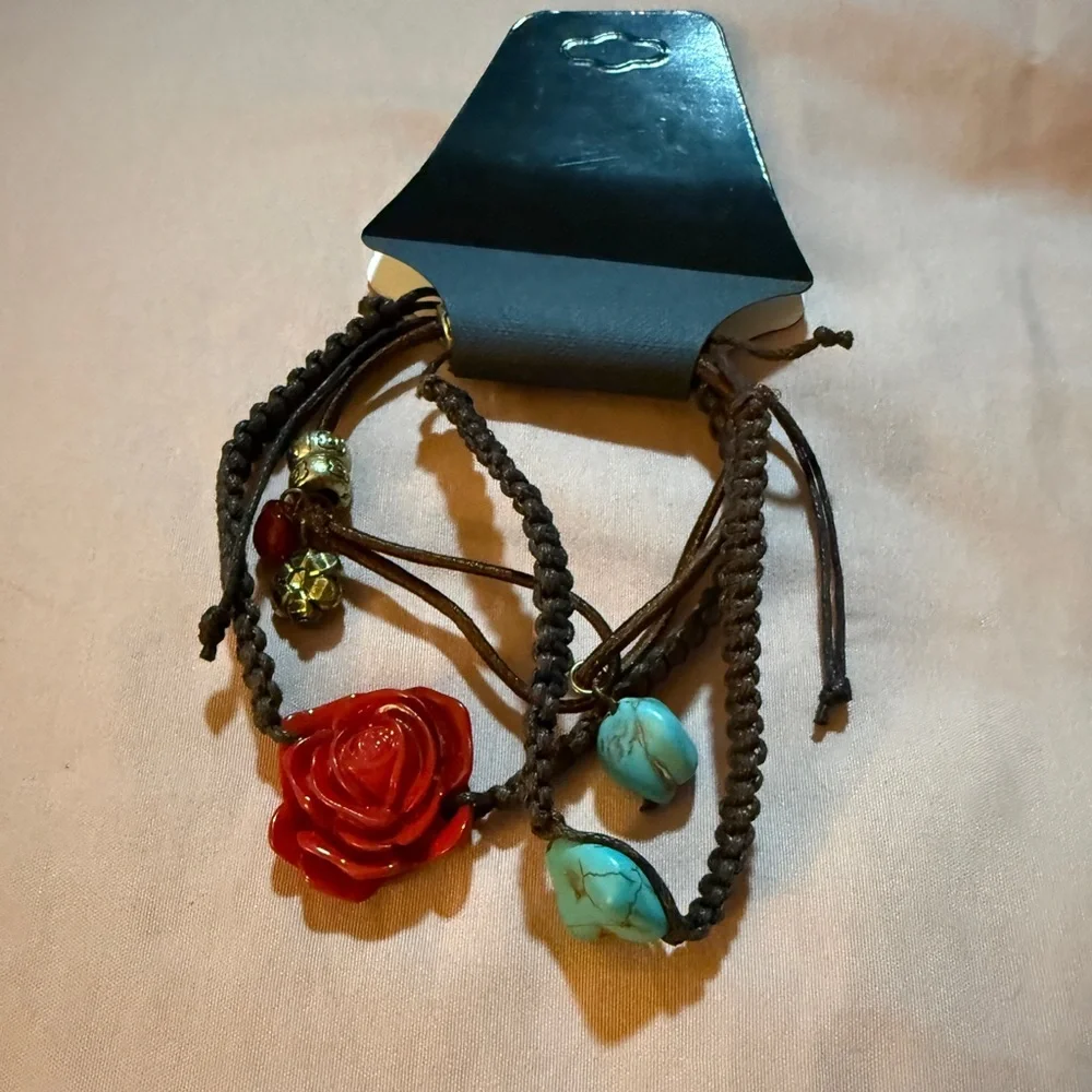 Bohemian Red and Turquoise Bracelet Set